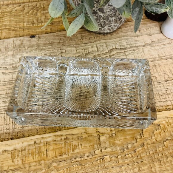 Antique Manganese depression glass triple ink well - Picture 10 of 12